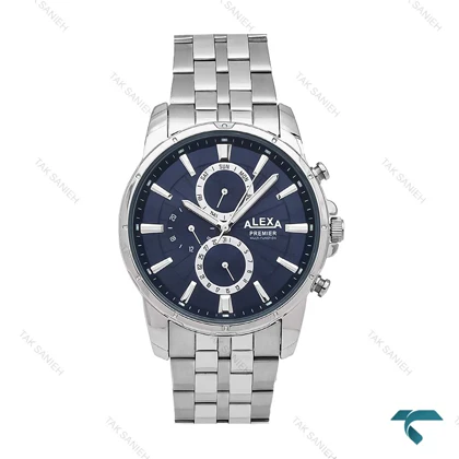 ساعت الکسا پریمیر A0103 مردانه نقره ای صفحه سرمه ای Alexa-6154-G