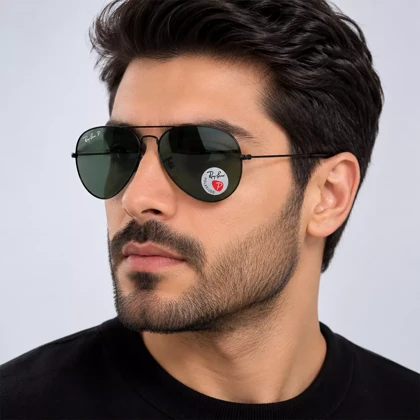 عینک آفتابی ری بن مردانه فریم خلبانی مشکی RB 3026/20
