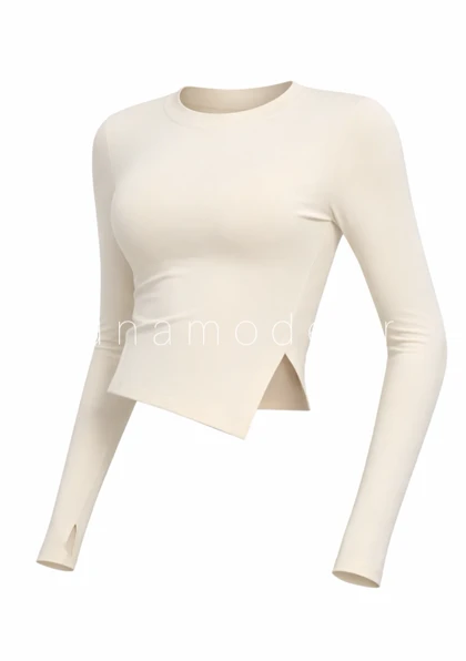 تیشرت آستین بلند بغل برش‌دار زنانه