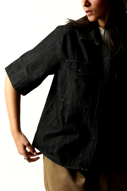 شومیز آستین کوتاه جین زنانه