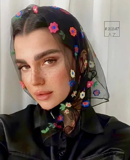 مینی اسکارف توری گل رنگی