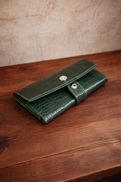 کیف پول چرم طبیعی رنگ سبز g1