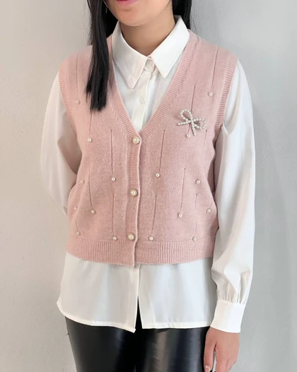 جلیقه بافت سنجاق پاپیون کد5220