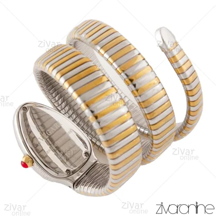 ساعت بولگاری زنانه مدل ماری دورنگ طلایی صفحه سفید 103977