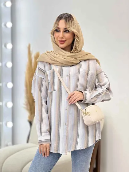 شومیز راه راه دو جیب
