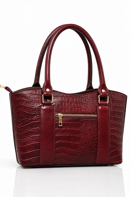 کیف زنانه چرم طبیعی گاوی زرشکی مدل ZARA87