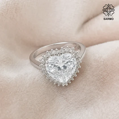 انگشتر استیل نگینی طرح قلب رنگ نقره ای کد 40707400