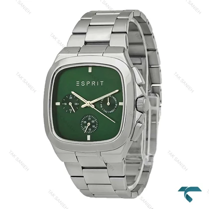 ساعت اسپریت مردانه سه موتوره نقره ای صفحه سبز Esprit-8205-G
