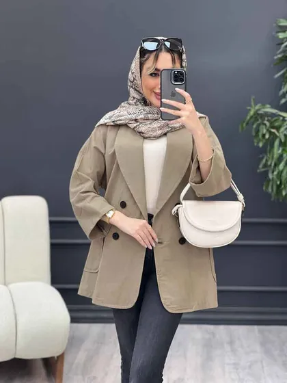 مانتو لینن چهار دکمه آستین پاکتی