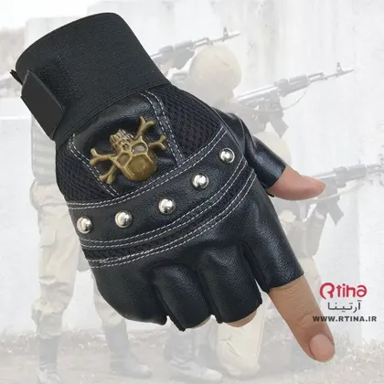دستکش نیم انگشتی اسکلتی پسرانه مردانه