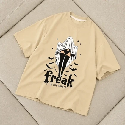 تیشرت زنانه باکسی طرح freak سایز فری (پنبه ضمانتی) در 7 رنگ