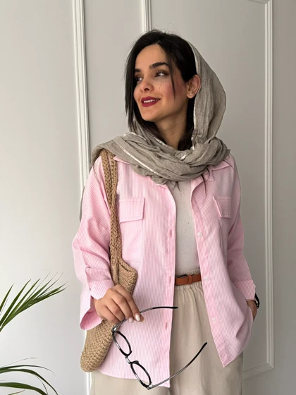 مانتو راه راه رز