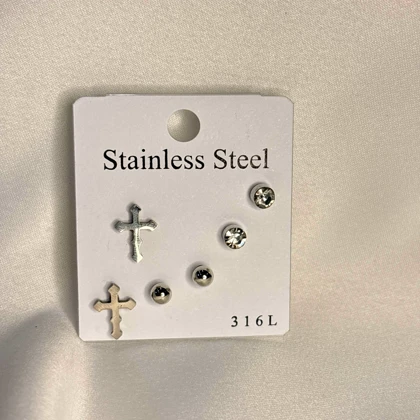 پک گوشواره استیل سیلور کد 02