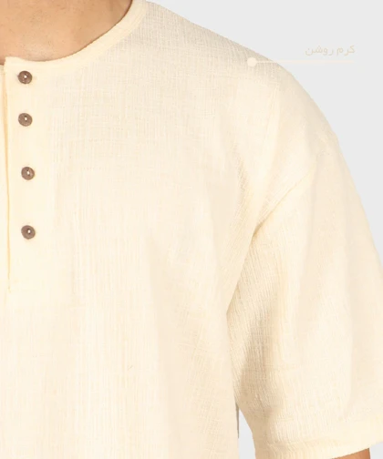 تیشرت نیم دکمه مردانه یقه گرد و لش 1769