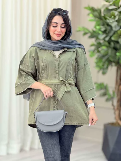 مانتو دو جیب ریش دار پروین