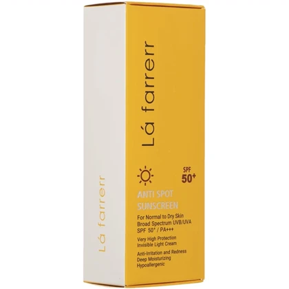کرم ضد آفتاب و ضد لک بی رنگ لافارر با SPF50 مناسب پوست خشک و معمولی 40ml