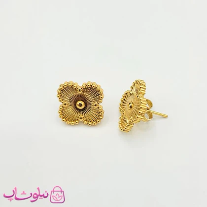 گوشواره میخی زنانه ونکلیف طلایی استیل کد 58