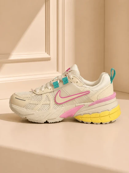 نایک وی تو کی ران کرم صورتی Nike V2K Run Beige Pink