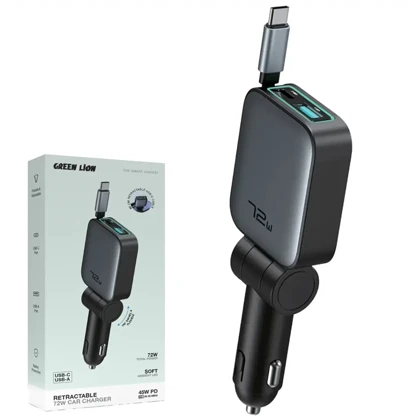 شارژر فندکی گرین لاین Green Lion مدل GNRT72WCHRGY توان 72 وات