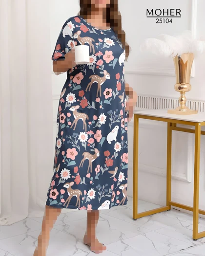 پیراهن راحتی ماکسی سایز بزرگ طرح باغ