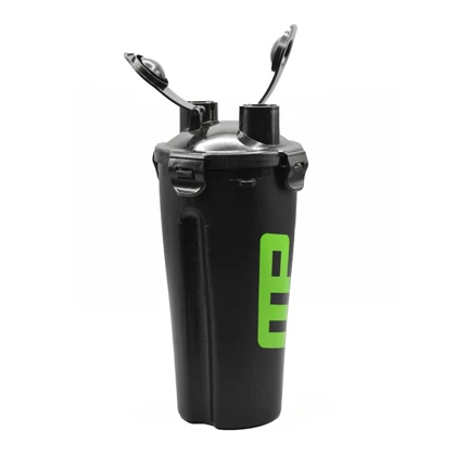 شیکر دو مخزنه ورزشی یک تیکه ماسل فارم مدل Twin Cap ظرفیت 0.7 لیتر