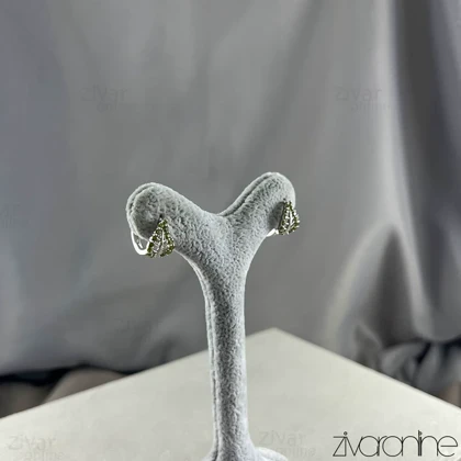 گوشواره زنانه مدل برگ نگین سبز 20436