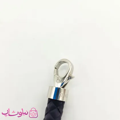 دستبند امگا رابر مشکی با قفل نقره ای کیفیت مستر