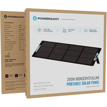 پنل خورشیدی قابل حمل پاورولوژی Powerology مدل PSM022BK توان 200 وات