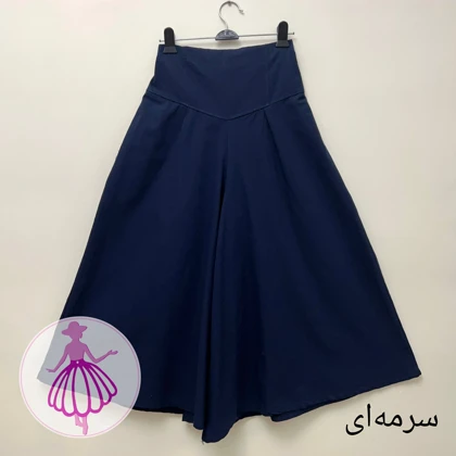 دامن شلواری کمرگنی لینن