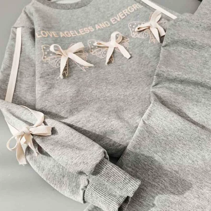 بلوز شلوار دخترانه طرح بند پاپیونی تنیجری