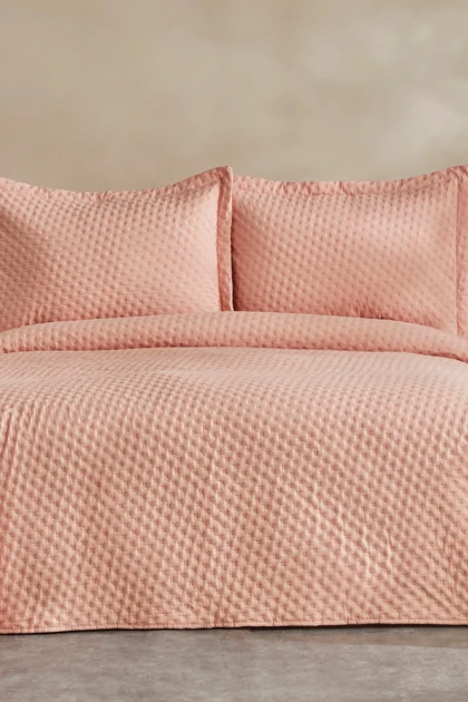 روتختی دو نفره Karaca Home مدل Breeze Soft پلی‌استر - گلبهی