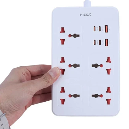 چند راهی برق هیسکا HISKA مدل CH-5521 با 5 سوکت و 6 پورت