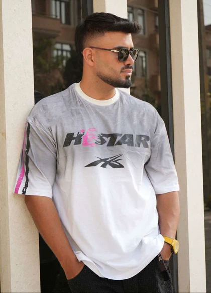 تیشرت مردانه سفید مدل HELLSTAR