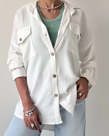 شومیز دکمه چوبی الیانا کد 500453