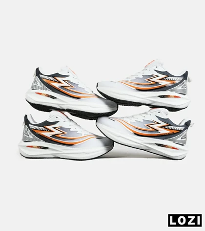 کفش کتانی مردانه و زنانه سفید طوسی نارنجی GENERIC All Run مدل 7211