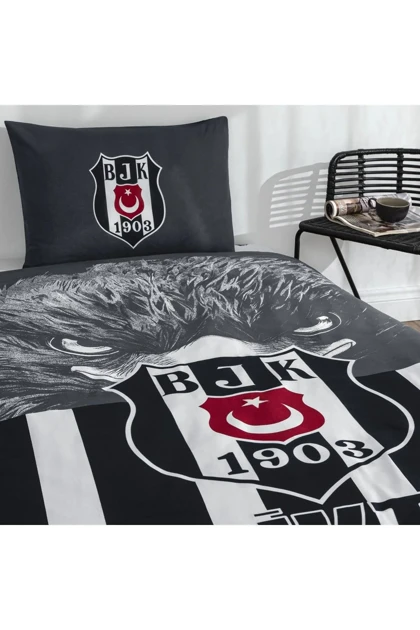 سرویس روتختی یک نفره Taç مدل Bjk خوش‌شانس Kartal پنبه - چندرنگ