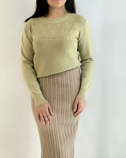 پلیور بافت سینه مروارید یقه گرد کد 5336