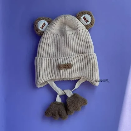 کلاه بافت بچگانه گوشدار تدی