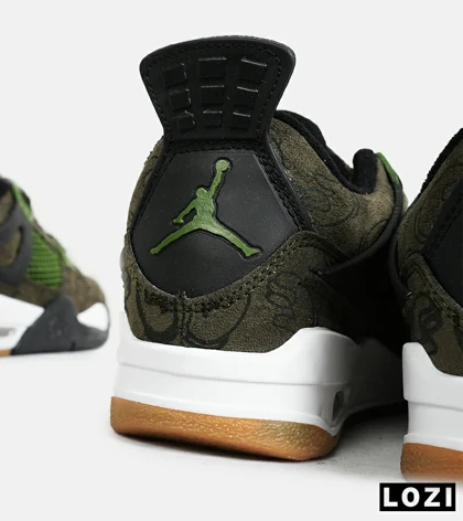 کفش کتانی ساق‌دار مردانه و زنانه سبز Jordan 4 x Kaws مدل 6887