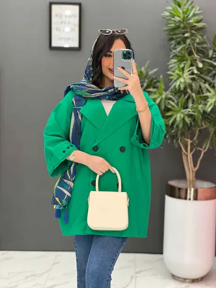 مانتو کتی شش دکمه آستین پرچ