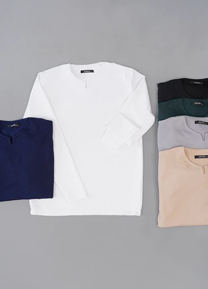 بلوز مردانه طوسی روشن یقه کوبایی مدل Etron ویژه