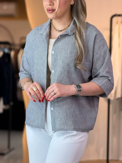 شومیز نگینی نورا خاکستری 1403016