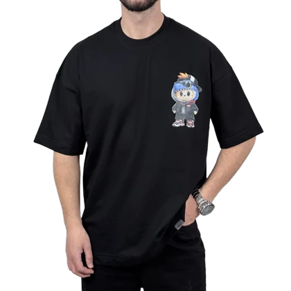 تیشرت آستین کوتاه مردانه مشکی دونخ مدل مینیمال