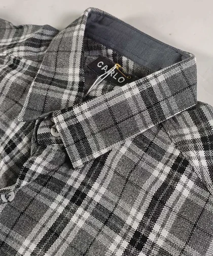 پیراهن پشمی مردانه چهارخانه طوسی 0182