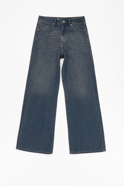 شلوار جین زنانه بگی آبی تیره جک پات ریزشی رویال جین royal jeans