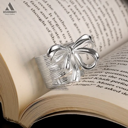 انگشتر پاپیونی نقره‌ای Bow Tie Ring S2