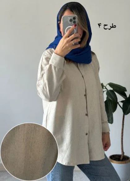 شومیز مانتویی لینن نچرال کوک دوزی