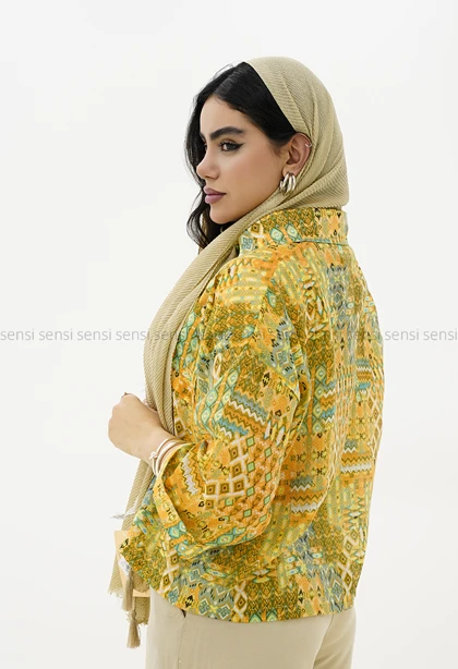 شومیز شیشه ای طرح دار کد1006092