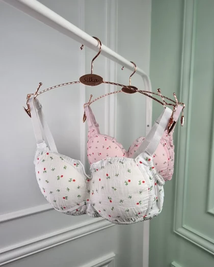 سوتین دخترانه حریر گل‌دار بدون فنر