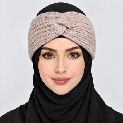 هدبند بافت زنانه مدل گره‌ای (پاپیونی) برند کانفی – رنگ کرم (Beige/Cream)